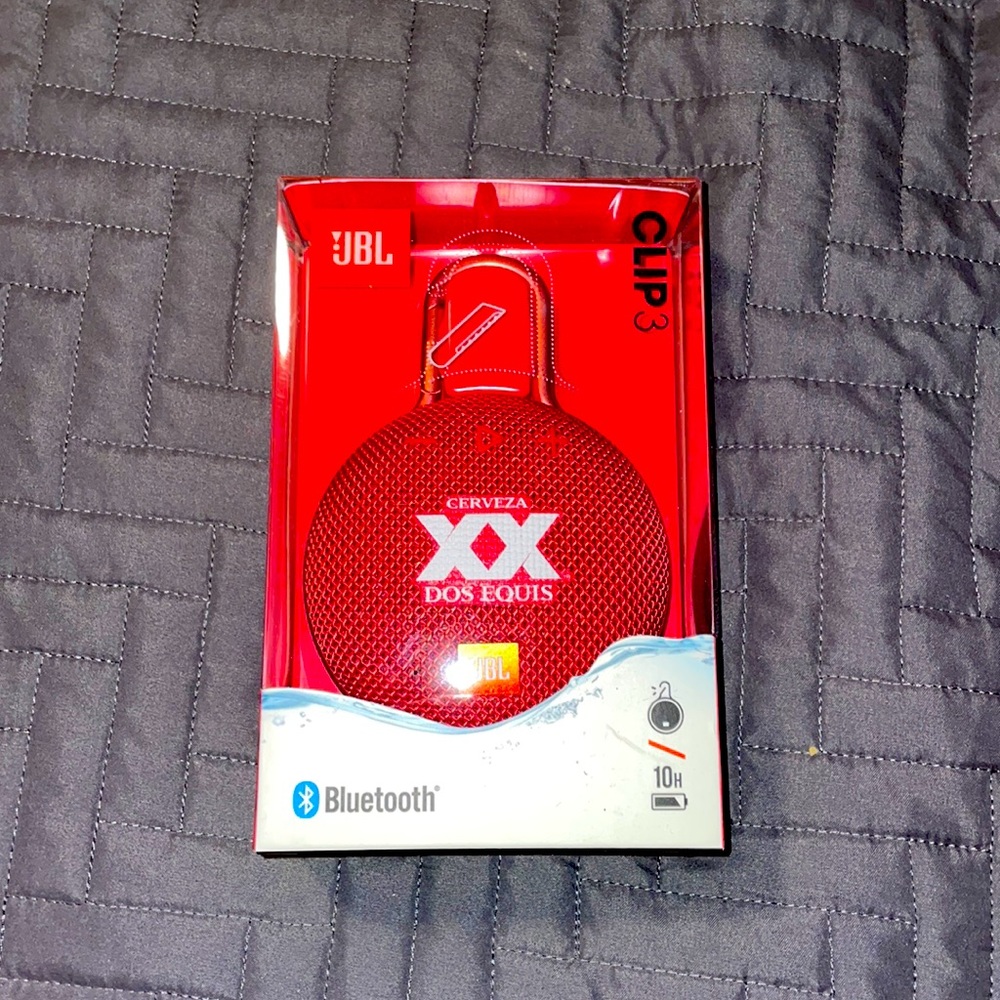 JBL Clip3 Bluetooth speaker collaboration with Dos Equis beer